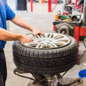 tire change over vehicle maintenance close up