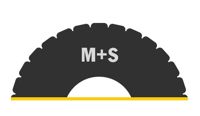 Graphical representation of a tire side wall with the M+S symbol