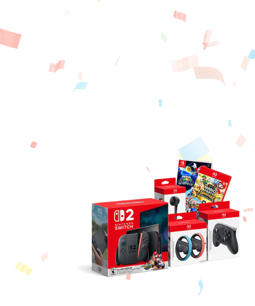 Nintendo Switch 2 Bundle on Confetti Background