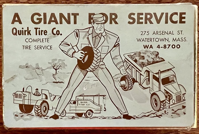 Business Card from Quirk Tire Co. established 1926