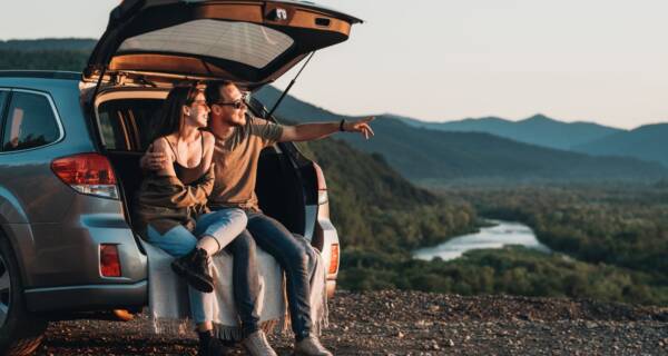 Couple road tripping